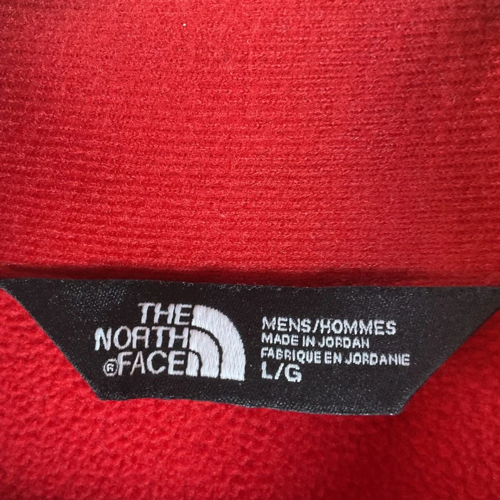 The North‎ Face Quarter Zip Pullover Mens Large Red Excellent Heathered Fleece